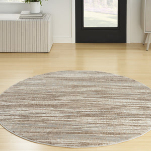 Homeroots 5' Ivory And Gray Abstract Non Skid Round Rug  Polypropylene 556024
