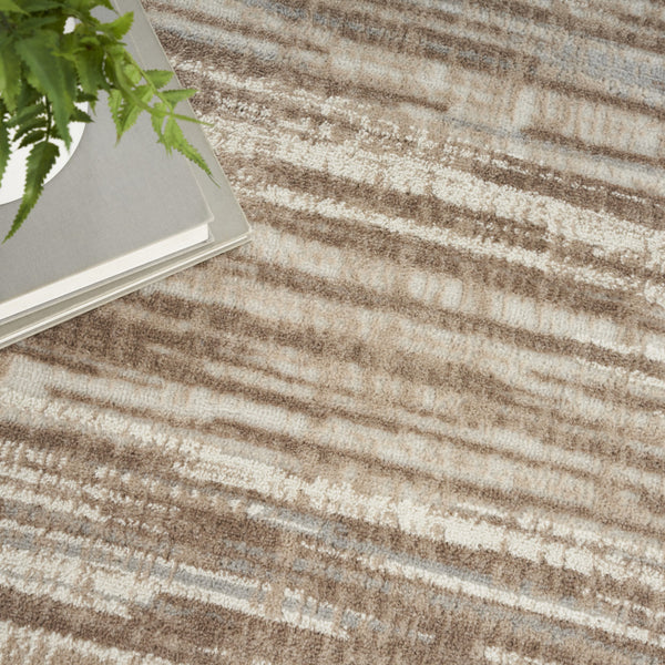 Homeroots 5' Ivory And Gray Abstract Non Skid Round Rug  Polypropylene 556024