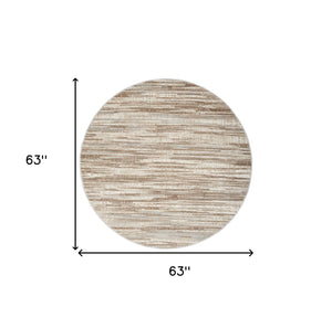 Homeroots 5' Ivory And Gray Abstract Non Skid Round Rug  Polypropylene 556024