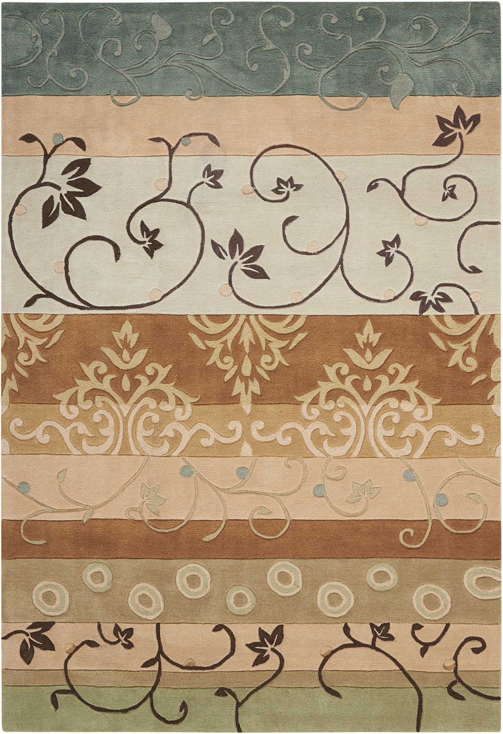 Homeroots 7' X 9' Black Gray And Tan Floral Vines Area Rug  Polyester 556036