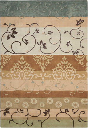 Homeroots 7' X 9' Black Gray And Tan Floral Vines Area Rug  Polyester 556036