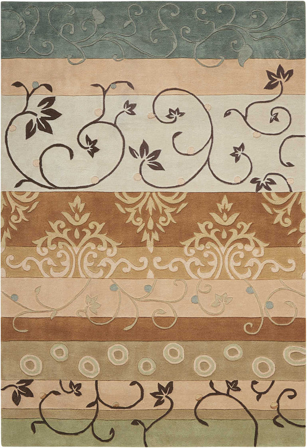 Homeroots 7' X 9' Black Gray And Tan Floral Vines Area Rug  Polyester 556036