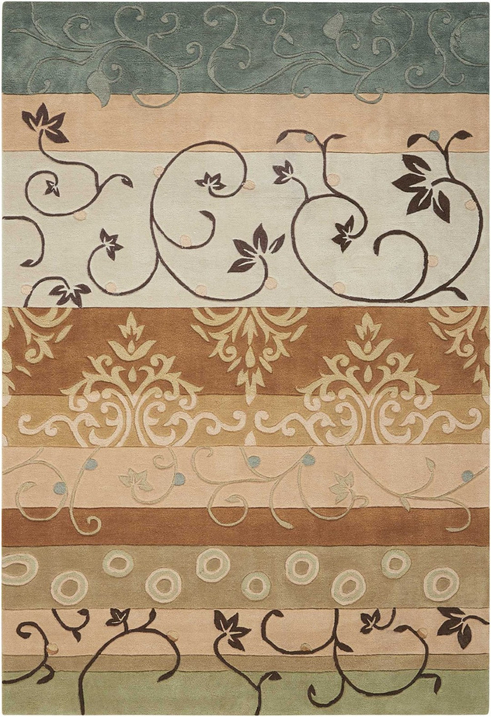 HomeRoots 7' Contemporary Floral Vines Area Rug in Black, Gray & Tan - Stain-Resistant, Durable & Stylish 556036