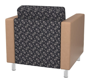 OSP Home Furnishings Pacific Club Armchair with Vinyl Upholstery and Chrome Legs for Modern Living Rooms Steely PAC51-K108/R104