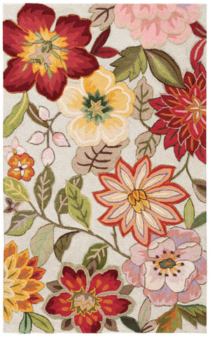 Homeroots 4' X 6' Ivory Tan And Red Floral Area Rug  Polyester 556050