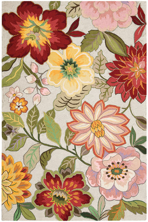 Homeroots 5' X 8' Ivory Tan And Red Floral Area Rug  Polyester 556051