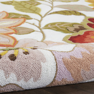 Homeroots 8' X 11' Ivory Tan And Red Floral Area Rug  Polyester 556052