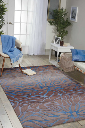 HomeRoots 4' Modern Gray and Blue Abstract Area Rug for Stylish Comfort, Durability, and Easy Care in Any Room 4' X 6' 556053