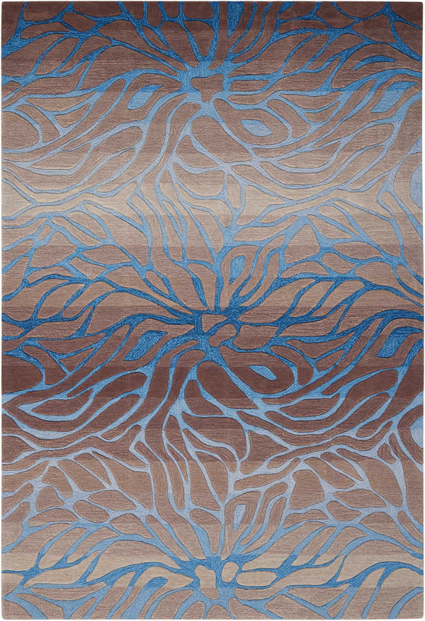 Homeroots 4' X 6' Gray And Blue Abstract Area Rug  Polyester 556053