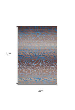 Homeroots 4' X 6' Gray And Blue Abstract Area Rug  Polyester 556053