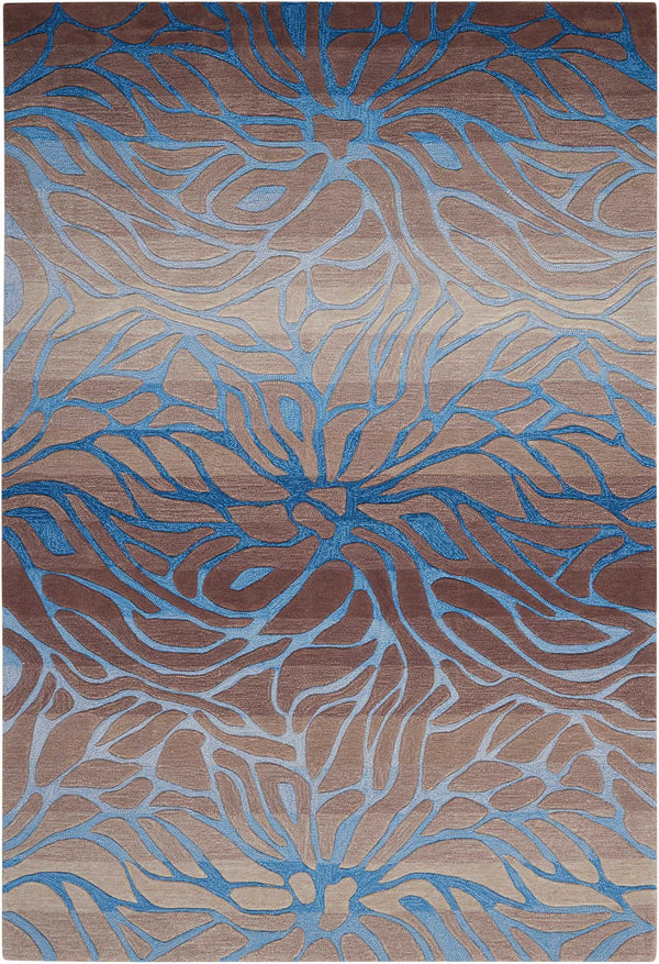 Homeroots 7' X 9' Beige Abstract Area Rug  Polyester 556057
