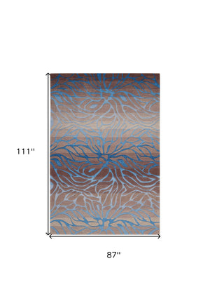 Homeroots 7' X 9' Beige Abstract Area Rug  Polyester 556057