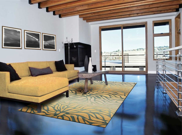 HomeRoots 8' Tan and Gray Abstract Area Rug - Modern, Durable, and Stylish Addition for Family Spaces 8' X 11' 556059