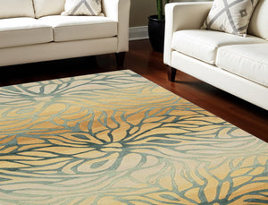 Homeroots 8' X 11' Tan And Gray Abstract Area Rug  Polyester 556059