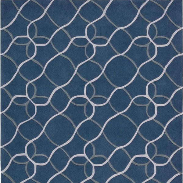 Handtufted Polyester Floral Area Rug Blue Botanical Traditional Accent for Living Room Decor