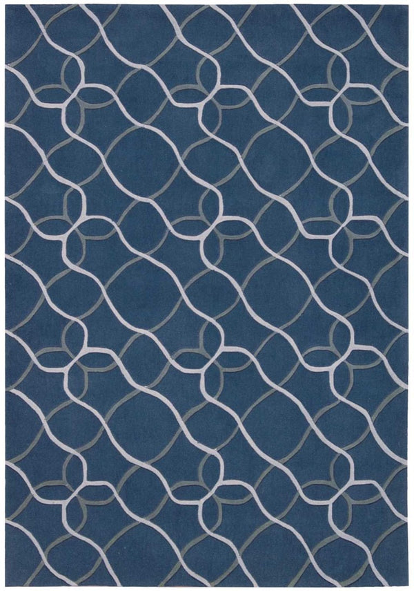 Handtufted Polyester Floral Area Rug Blue Botanical Traditional Accent for Living Room Decor