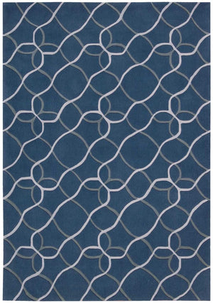 HomeRoots Handtufted Polyester Floral Area Rug Blue Botanical Traditional Accent for Living Room Decor 5' x 8' 556064
