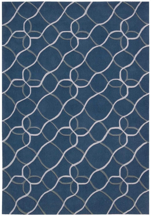 HomeRoots Handtufted Polyester Floral Area Rug Blue Botanical Traditional Accent for Living Room Decor 5' x 8' 556064