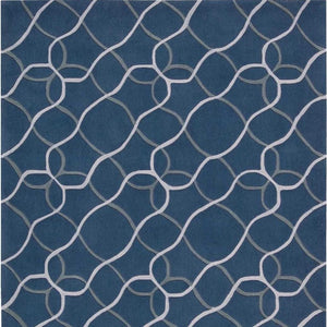 Handtufted Polyester Floral Area Rug Blue Botanical Traditional Accent for Living Room Decor