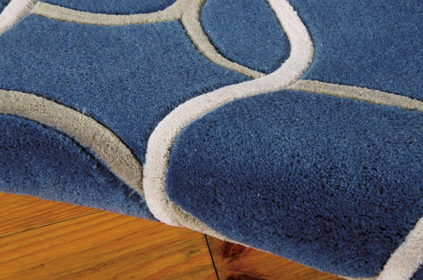Handtufted Polyester Floral Area Rug Blue Botanical Traditional Accent for Living Room Decor