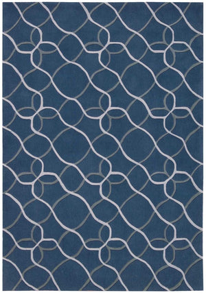 Handtufted Polyester Floral Area Rug Blue Botanical Traditional Accent for Living Room Decor