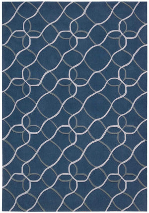 Homeroots 7' X 9' Ivory Blue And Gray Abstract Area Rug  Polyester 556065