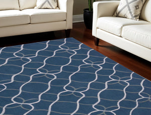 Homeroots 7' X 9' Ivory Blue And Gray Abstract Area Rug  Polyester 556065