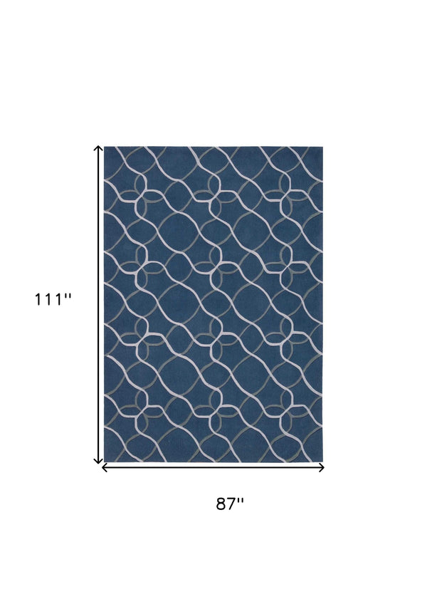 Homeroots 7' X 9' Ivory Blue And Gray Abstract Area Rug  Polyester 556065