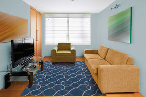 Homeroots 8' X 11' Ivory Blue And Gray Abstract Area Rug  Polyester 556066