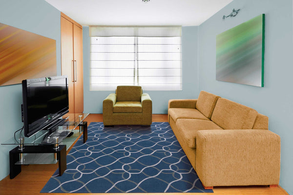 Homeroots 8' X 11' Ivory Blue And Gray Abstract Area Rug  Polyester 556066