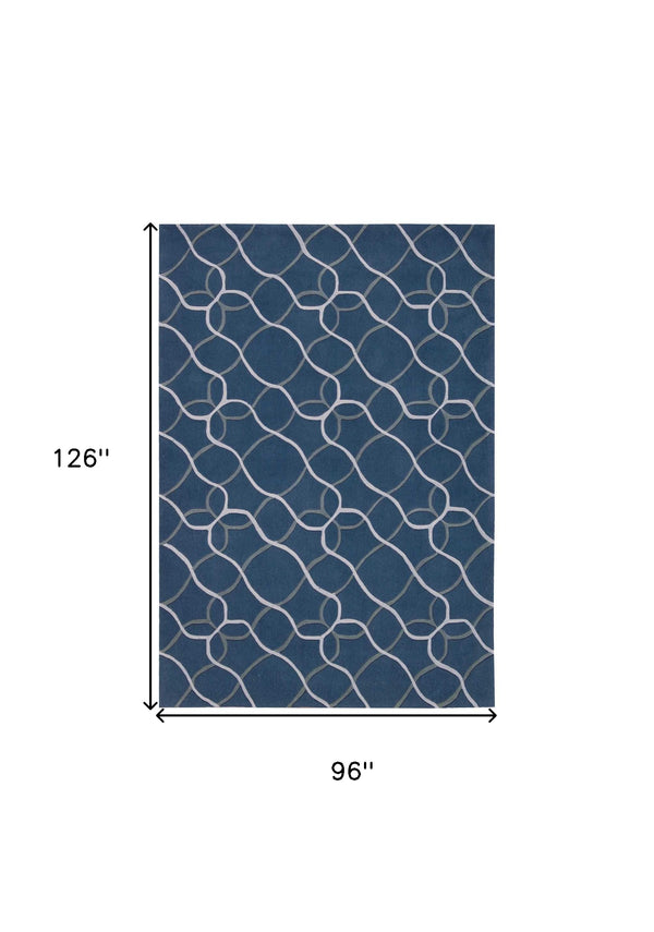 Homeroots 8' X 11' Ivory Blue And Gray Abstract Area Rug  Polyester 556066