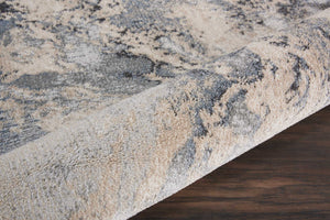 Homeroots 4' Gray Black And Ivory Abstract Round Rug  Polyester 556067