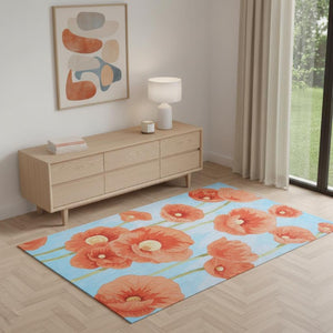 4x6 Floral Area Rug Power Loomed Polyester for Living Room or Bedroom