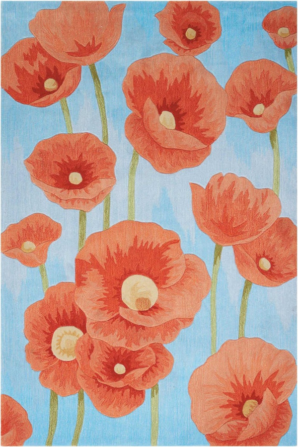 HomeRoots 4x6 Floral Area Rug Power Loomed Polyester for Living Room or Bedroom 556069