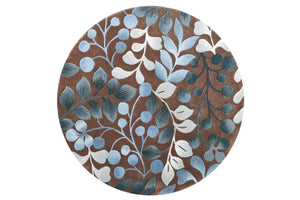 Homeroots 5' Brown Botanical Leaves Round Rug  Polyester 556081