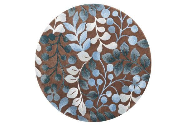 Homeroots 5' Brown Botanical Leaves Round Rug  Polyester 556081