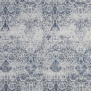 Homeroots 6' X 9' Navy Blue And Ivory Damask Distressed Area Rug  Polyester 556082