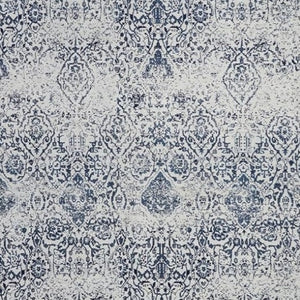 Homeroots 6' X 9' Navy Blue And Ivory Damask Distressed Area Rug  Polyester 556082