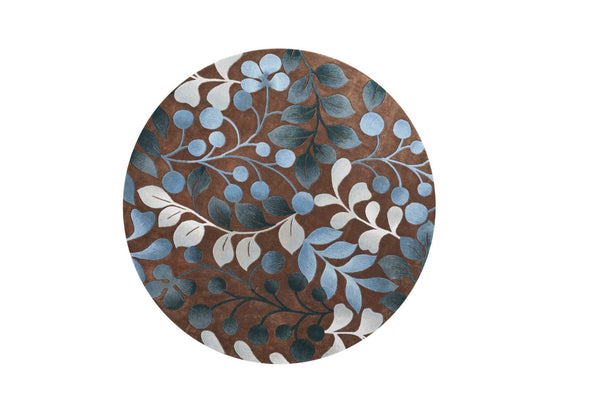 HomeRoots 8' Brown Botanical Leaves Rug – Stylish Natural Accent for Modern Interiors, Durable & Low-Maintenance 8' Round 556083