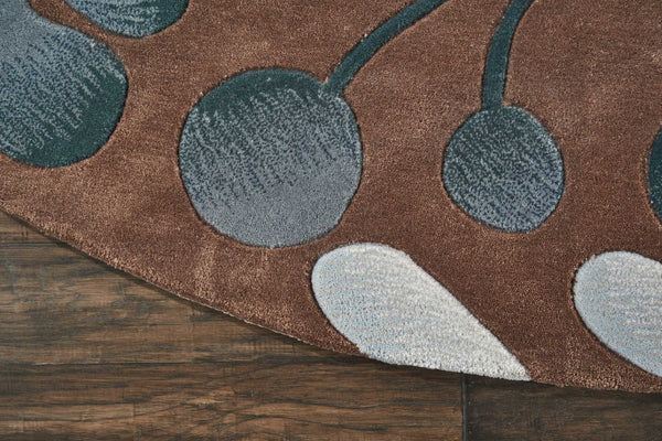 HomeRoots 8' Brown Botanical Leaves Rug – Stylish Natural Accent for Modern Interiors, Durable & Low-Maintenance 8' Round 556083