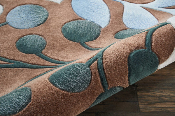 HomeRoots 8' Brown Botanical Leaves Rug – Stylish Natural Accent for Modern Interiors, Durable & Low-Maintenance 8' Round 556083