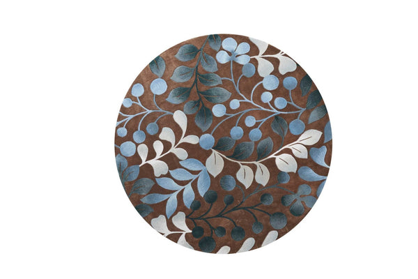 HomeRoots 8' Brown Botanical Leaves Rug – Stylish Natural Accent for Modern Interiors, Durable & Low-Maintenance 8' Round 556083