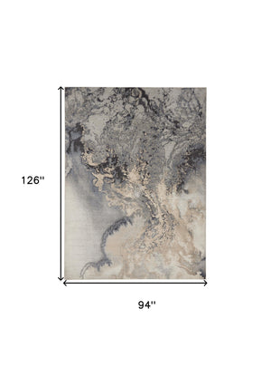 Homeroots 8' X 11' Gray Blue And Ivory Abstract Area Rug  Polyester 556087