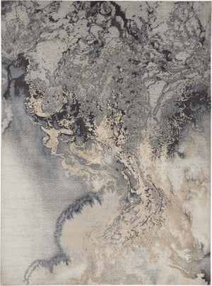 Homeroots 8' X 11' Gray Blue And Ivory Abstract Area Rug  Polyester 556087