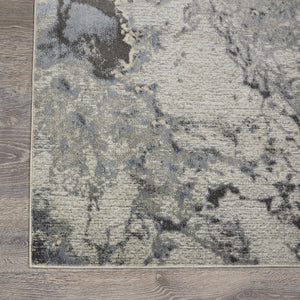 Homeroots 8' X 11' Gray Blue And Ivory Abstract Area Rug  Polyester 556087