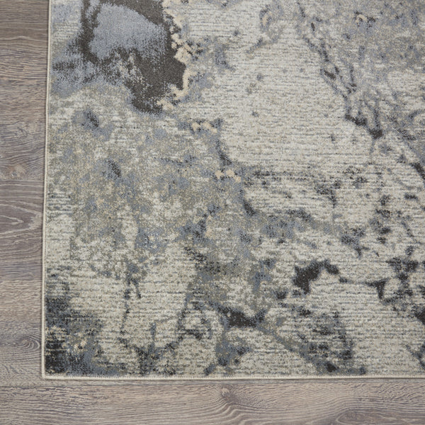 Homeroots 8' X 11' Gray Blue And Ivory Abstract Area Rug  Polyester 556087