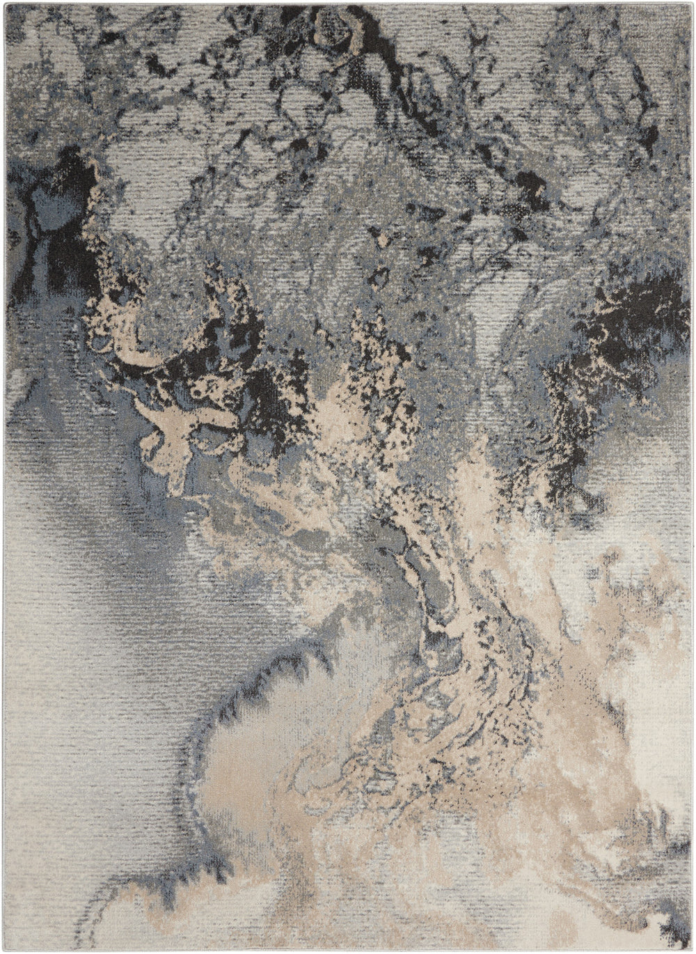 Homeroots 5' X 7' Gray Blue And Ivory Abstract Area Rug  Polyester 556088