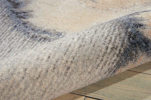 Homeroots 5' X 7' Gray Blue And Ivory Abstract Area Rug  Polyester 556088