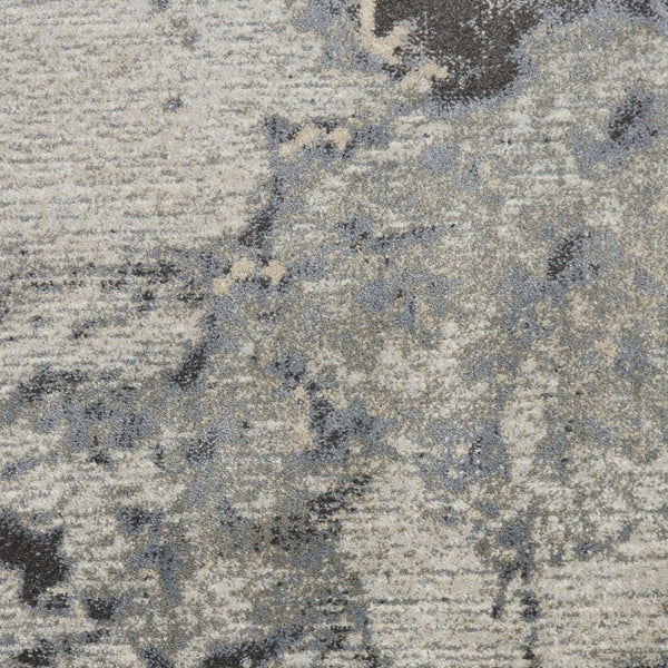 HomeRoots 9' Modern Abstract Area Rug in Gray, Black, and Ivory - Durable, Soft, and Stylish for Any Room 5' X 7' 556088