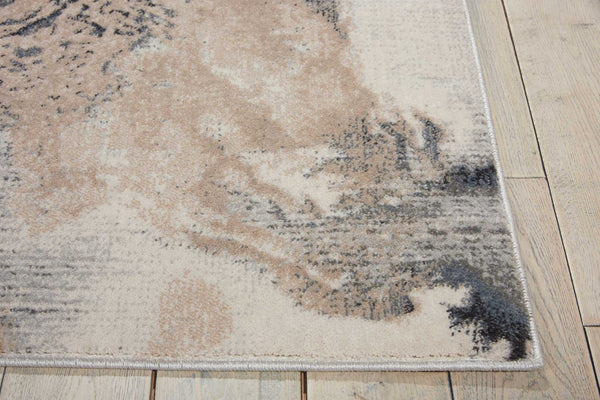 HomeRoots 9' Modern Abstract Area Rug in Gray, Black, and Ivory - Durable, Soft, and Stylish for Any Room 5' X 7' 556088